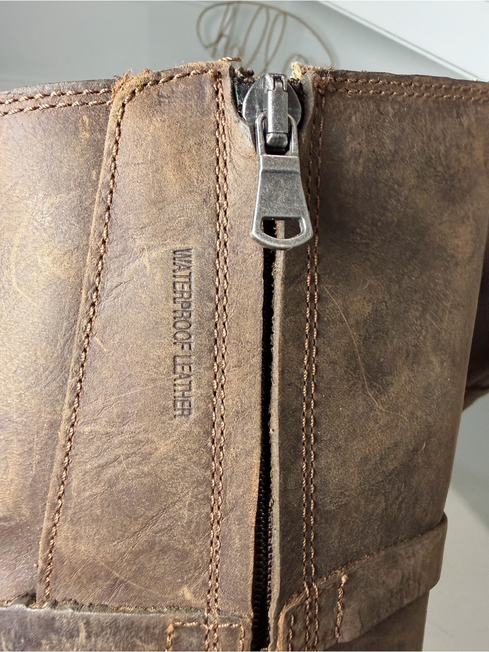 Teva De La Vina Women's 7.5 Waterproof Brown Leather Tall Riding Boots Moto - Picture 6 of 10